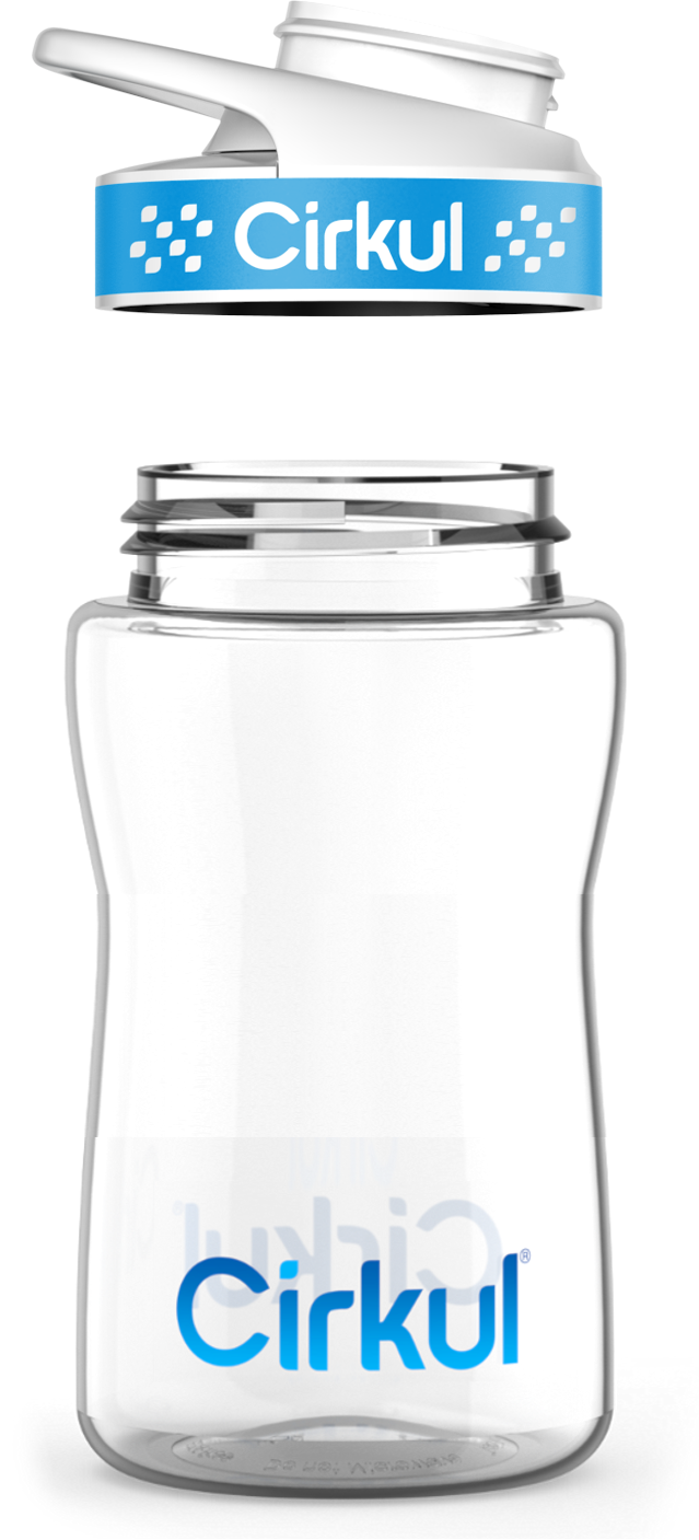 FREE 12oz. Plastic Bottle & Blue Comfort Grip Lid